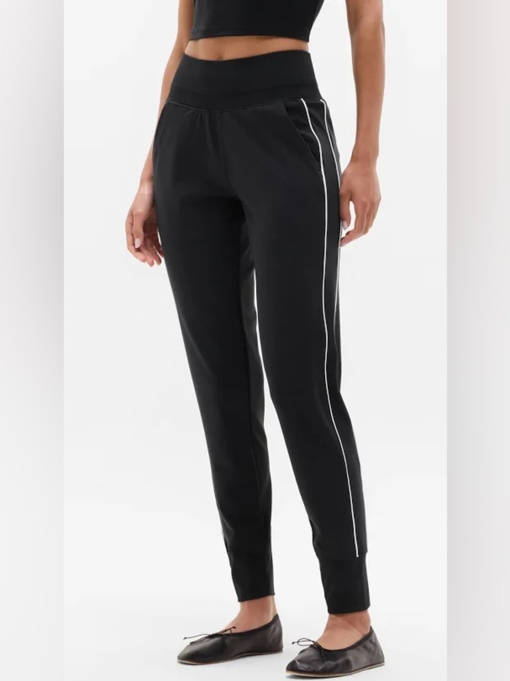 NEW Athleta $109 Venice track stripe jogger pants XXS athletic Pants black
